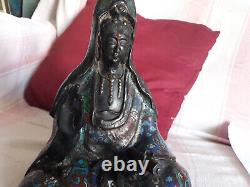 Statue du Bouddha Guanyin en cloisonne tres ancien de Chine