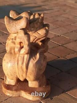 Statue en Pierre Dure Paire de Chiens de Fo, Asie. Sculpture Ancienne