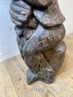 Statue en bois Hauteur 67 cm Époque 19eme Poids 6 Kilos. Ancienne Sculpture Art