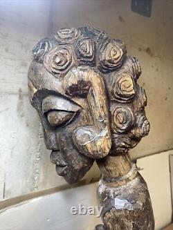 Statue en bois Hauteur 67 cm Époque 19eme Poids 6 Kilos. Ancienne Sculpture Art