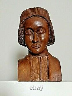 Statue en bois ancienne, buste d'homme, gentilhomme