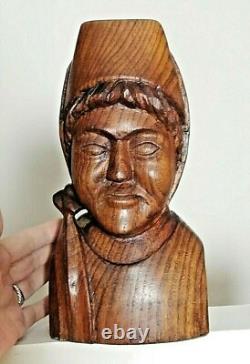 Statue en bois ancienne, buste de bretonne