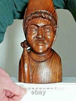 Statue en bois ancienne, buste de bretonne