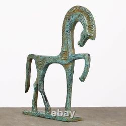 Statue en bronze de cheval grec (vert) Sculpture d'animaux anciens MADE I