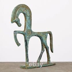 Statue en bronze de cheval grec (vert) Sculpture d'animaux anciens MADE I