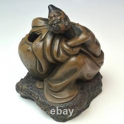 Statue en céramique sculpture chinoise ancienne chantée H6,7 pouces