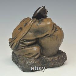 Statue en céramique sculpture chinoise ancienne chantée H6,7 pouces