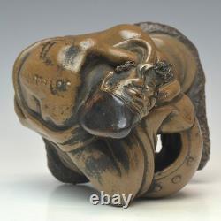 Statue en céramique sculpture chinoise ancienne chantée H6,7 pouces