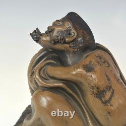 Statue en céramique sculpture chinoise ancienne chantée H6,7 pouces