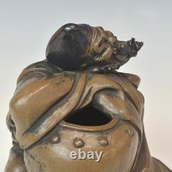 Statue en céramique sculpture chinoise ancienne chantée H6,7 pouces