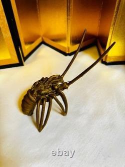 Statue en métal bronze homard épineux figurine ornement animal ancien