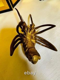 Statue en métal bronze homard épineux figurine ornement animal ancien