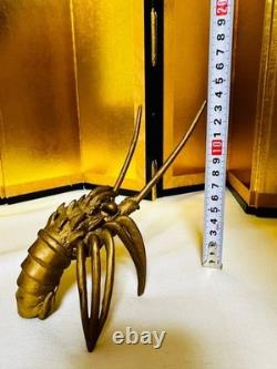 Statue en métal bronze homard épineux figurine ornement animal ancien