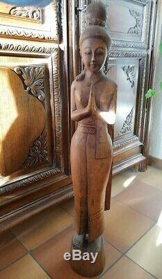 Statue indonésienne sculpture ancienne en bois divinité