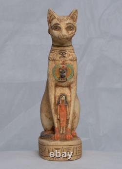Statue pharaonique fait main ANCIENNE EGYPTIENNE chat Bastet Bast Stone (BS)