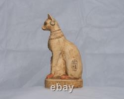 Statue pharaonique fait main ANCIENNE EGYPTIENNE chat Bastet Bast Stone (BS)