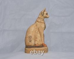 Statue pharaonique fait main ANCIENNE EGYPTIENNE chat Bastet Bast Stone (BS)