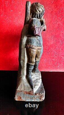 Statue religieuse bois polychrome ancienne Martyre de Sainte Apolline