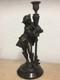 Statue Sculpture Gentilhomme Ancien En Regule De Couleur Bronzze Bougeoir