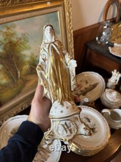 Statue sculpture ancienne porcelaine Paris 19 siècle Sainte Vierge Marie