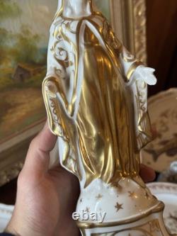 Statue sculpture ancienne porcelaine Paris 19 siècle Sainte Vierge Marie