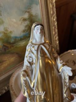 Statue sculpture ancienne porcelaine Paris 19 siècle Sainte Vierge Marie
