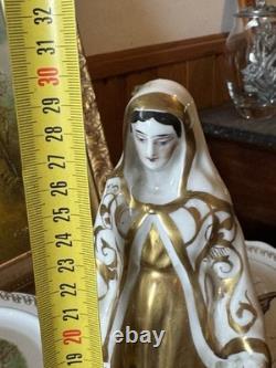 Statue sculpture ancienne porcelaine Paris 19 siècle Sainte Vierge Marie