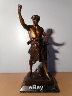 Statue sculpture ancienne regule homme Emile Louis PICAUT Rameau Travail