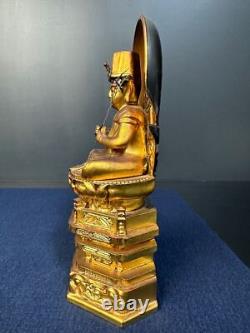 Statue sculpture bouddhisme sculpture sur bois plaqué or Japon ancienne H9 po