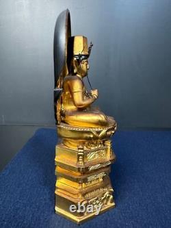 Statue sculpture bouddhisme sculpture sur bois plaqué or Japon ancienne H9 po