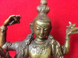 Statue sculpture bouddhiste Guanyin, H4,4 pouces plaqué or ancien vintage