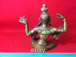 Statue sculpture bouddhiste Guanyin, H4,4 pouces plaqué or ancien vintage