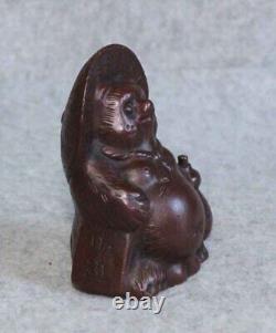 Statue sculpture de raton laveur en bronze fait main H4 pouces Japon ancienne