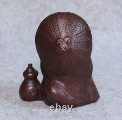 Statue sculpture de raton laveur en bronze fait main H4 pouces Japon ancienne