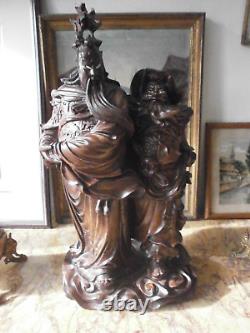 Statue, sculpture en bois chinoise, asiatique, personnage, ancien