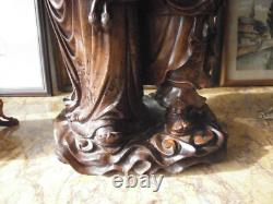 Statue, sculpture en bois chinoise, asiatique, personnage, ancien