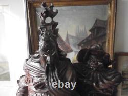 Statue, sculpture en bois chinoise, asiatique, personnage, ancien