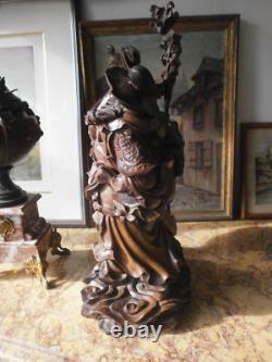 Statue, sculpture en bois chinoise, asiatique, personnage, ancien