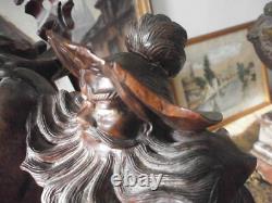 Statue, sculpture en bois chinoise, asiatique, personnage, ancien