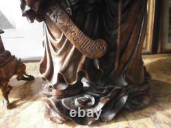 Statue, sculpture en bois chinoise, asiatique, personnage, ancien