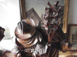 Statue, sculpture en bois chinoise, asiatique, personnage, ancien