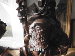 Statue, sculpture en bois chinoise, asiatique, personnage, ancien