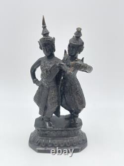 Statue sculpture en bronze couple de danseurs ancien Thaïlande