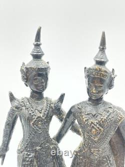 Statue sculpture en bronze couple de danseurs ancien Thaïlande
