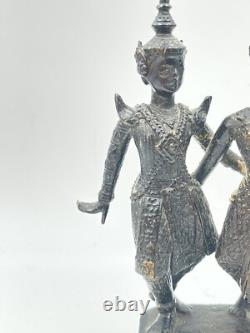 Statue sculpture en bronze couple de danseurs ancien Thaïlande