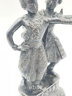 Statue sculpture en bronze couple de danseurs ancien Thaïlande