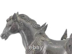 Statue sculpture étalon cheval cuivre fait main W12 pouces Japon ancienne