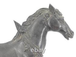 Statue sculpture étalon cheval cuivre fait main W12 pouces Japon ancienne