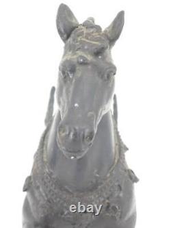 Statue sculpture étalon cheval cuivre fait main W12 pouces Japon ancienne