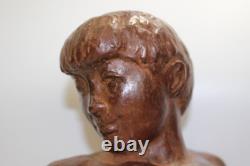 Statue sculpture femme nue en bronze Japon ancienne Hori Shinji H11 pouces
